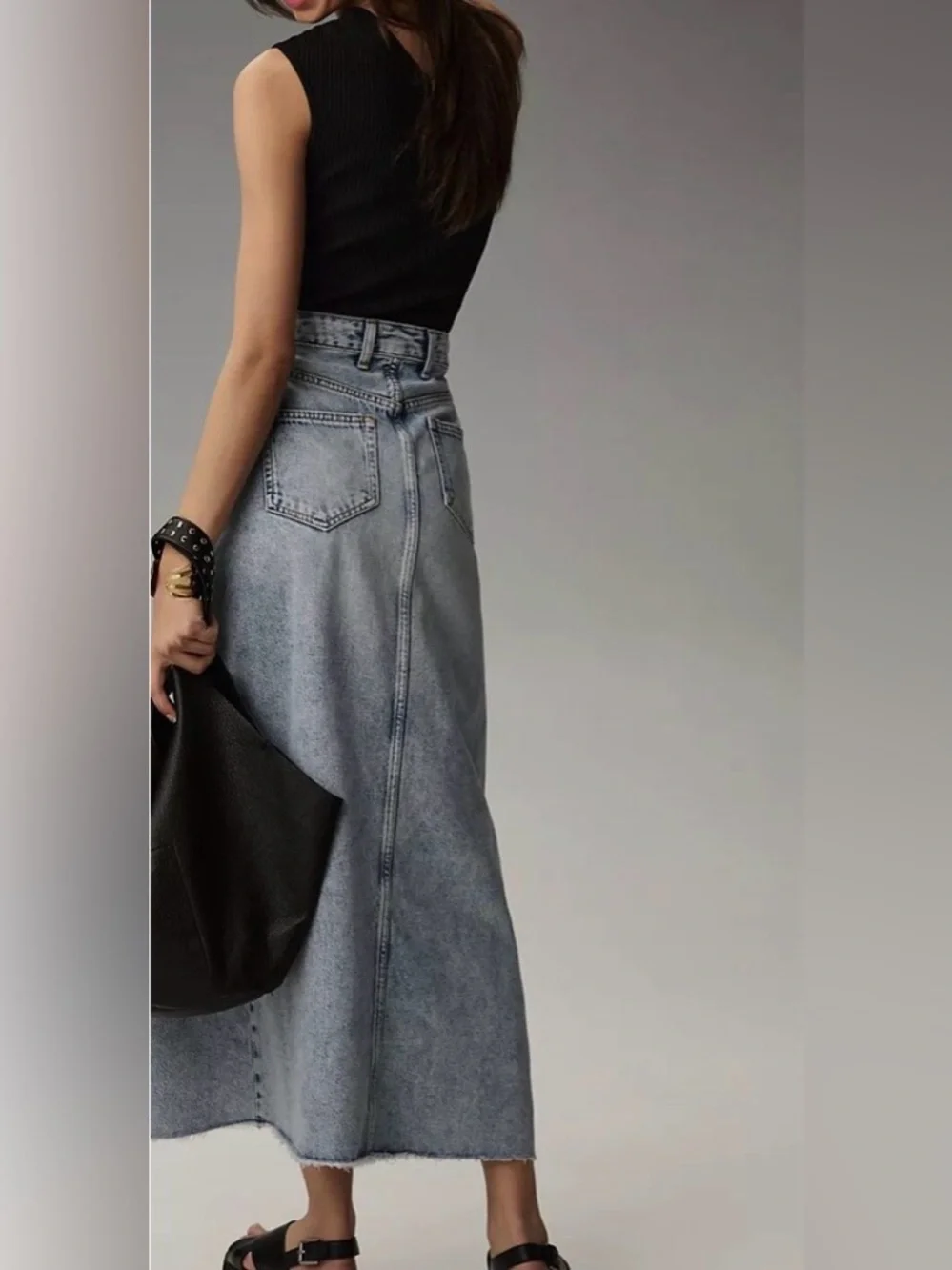 Pilcro Light Blue Denim Piece with Black Stitching Accent
